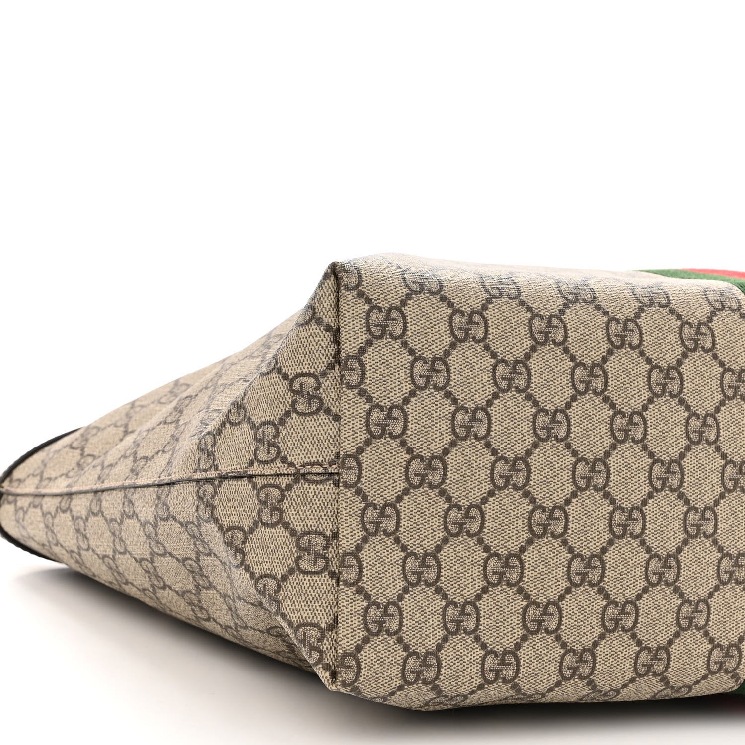 Gucci GG Supreme Monogram Textured Calfskin Web Medium Ophidia Shopping Tote Beige Ebony New Acero 7 of 8
