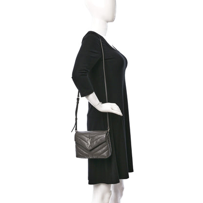 Saint Laurent Calfskin Y Quilted Monogram Toy Loulou Crossbody Bag Storm 2 of 10