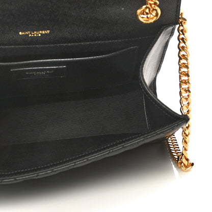 Saint Laurent Grain De Poudre Textured Mixed Matelasse Triquilt Medium Monogram Satchel Black 5 of 12