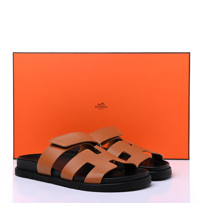 Hermes Calfskin Womens Chypre Sandals 37 Naturel 10 of 10