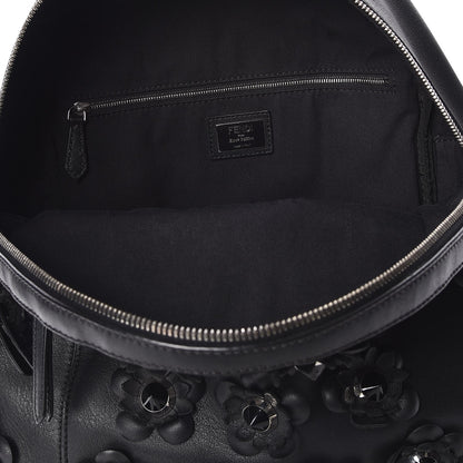 Fendi Vitello Dolce All Over Flowerland Large Backpack Black 6 of 7