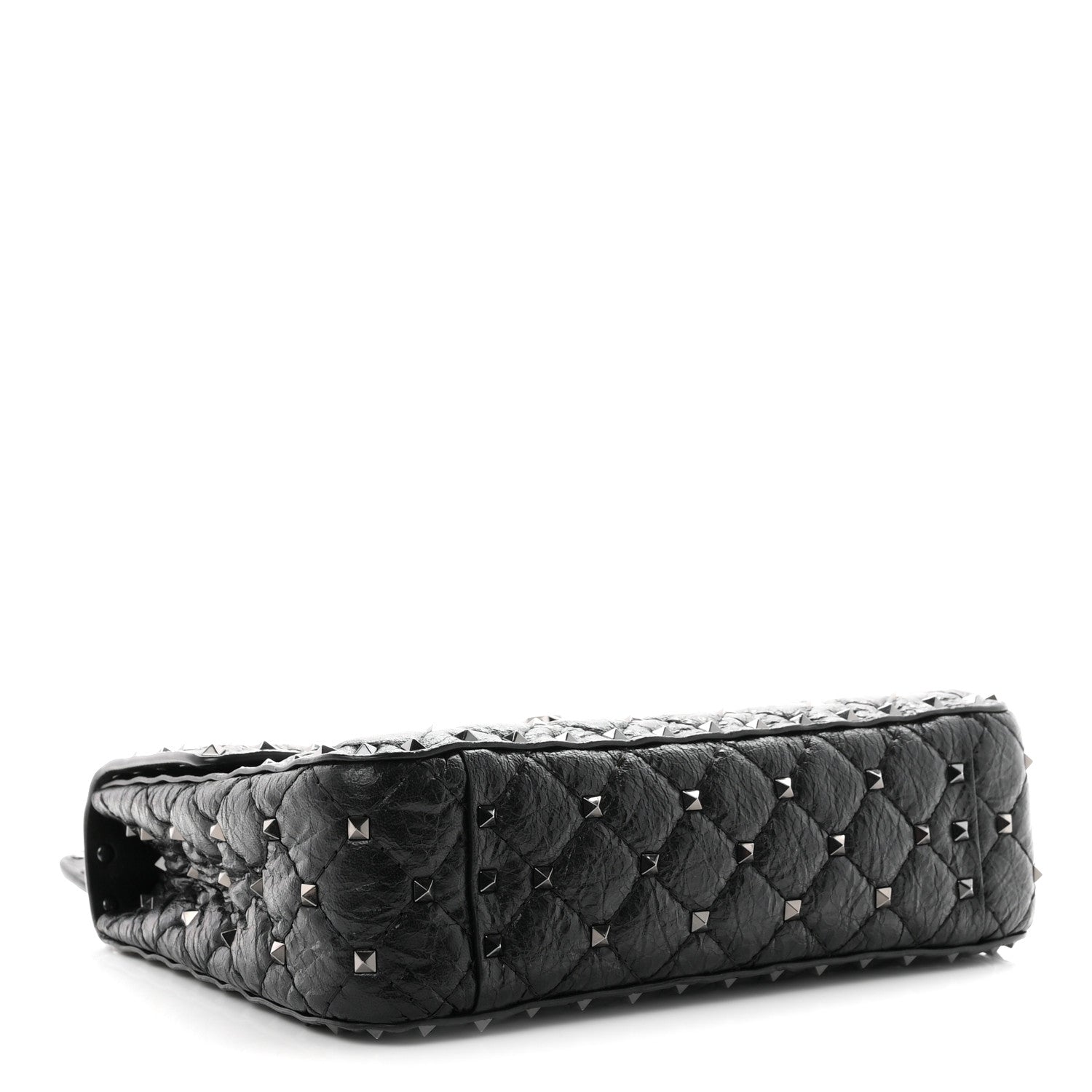 Valentino Garavani Craquele Nappa Medium Rockstud Spike Shoulder Bag Black 4 of 10
