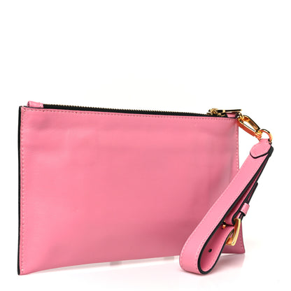 Miu Miu Lambskin Logo Wristlet Pouch Pink 3 of 8