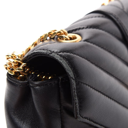 Saint Laurent Grained Calfskin Matelasse Chevron Monogram Classic Baby Chain Bag Black 13 of 15
