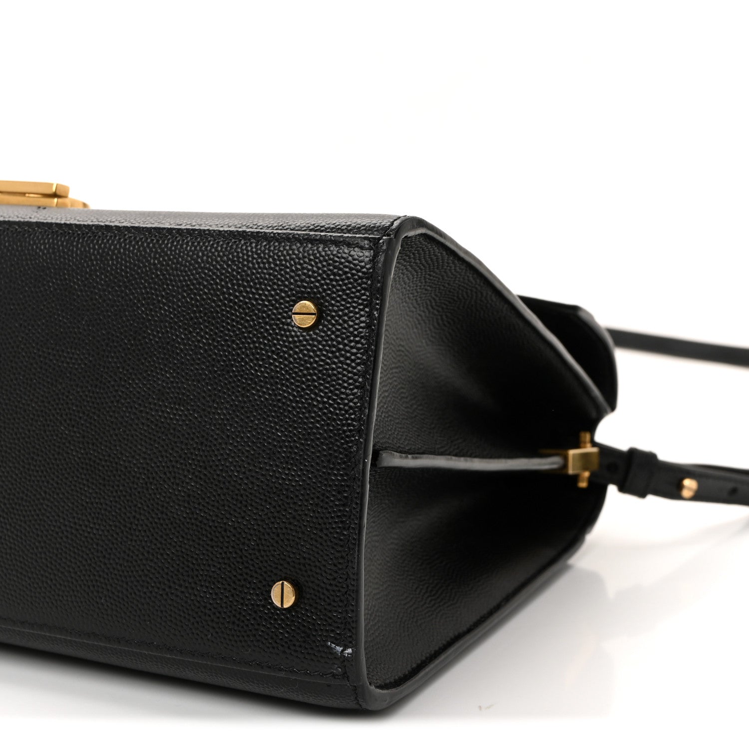 Saint Laurent Grain de Poudre Medium Classic Monogram Cassandra Top Handle Black Rouge Legion 9 of 9