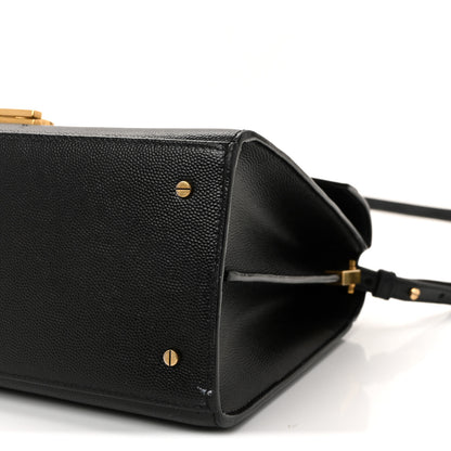 Saint Laurent Grain de Poudre Medium Classic Monogram Cassandra Top Handle Black Rouge Legion 9 of 9