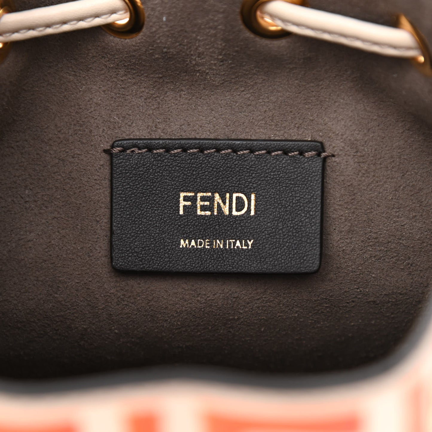 Vitello Liberty F is Fendi Bi-Color FF 1974 Embossed Mini Mon Tresor Bucket Bag Camelia Aranciata