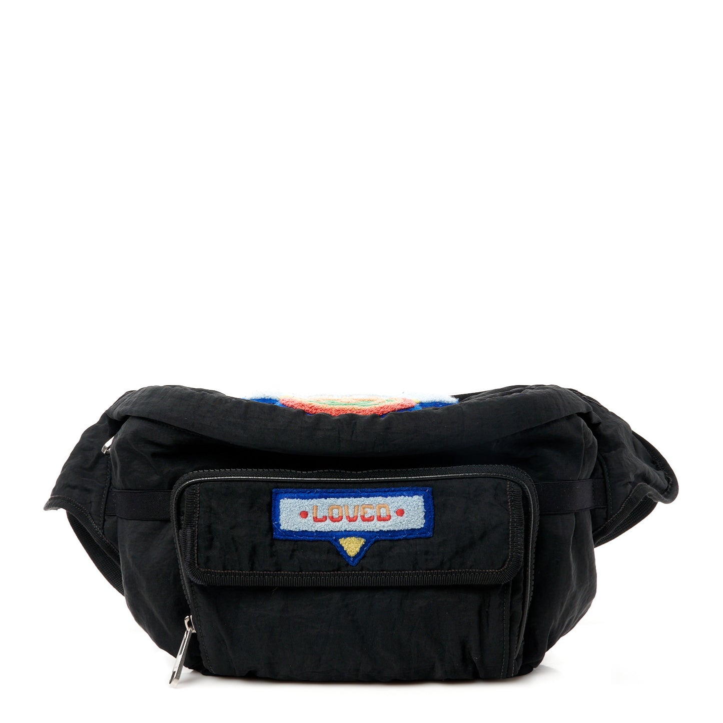 Nylon 80s Logo Patch Belt Bag Black