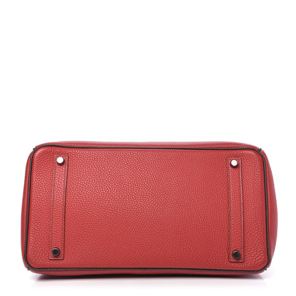 Hermes Togo Bi Color Horseshoe Birkin 35 Rouge Garance Chocolate 6 of 33