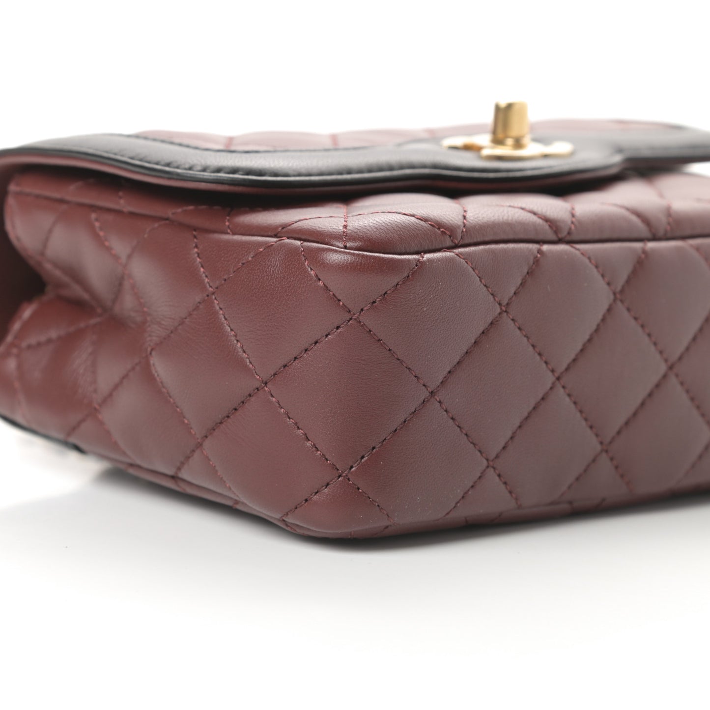 Lambskin Quilted Mini Two Tone Day Flap Burgundy