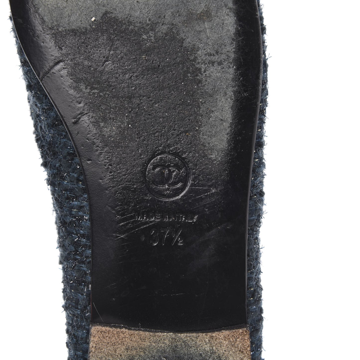 Tweed Lambskin Cap Toe Ballerina Flats 37.5 Turquoise