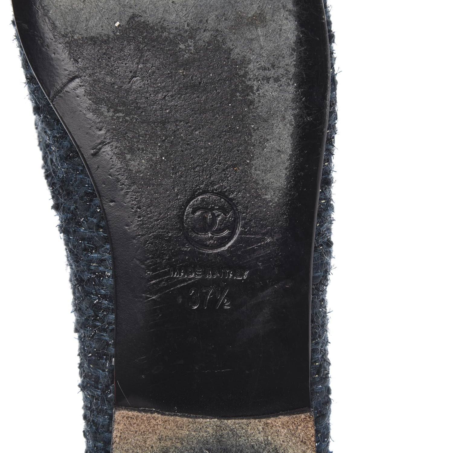 Chanel Tweed Lambskin Cap Toe Ballerina Flats 37.5 Turquoise 7 of 9
