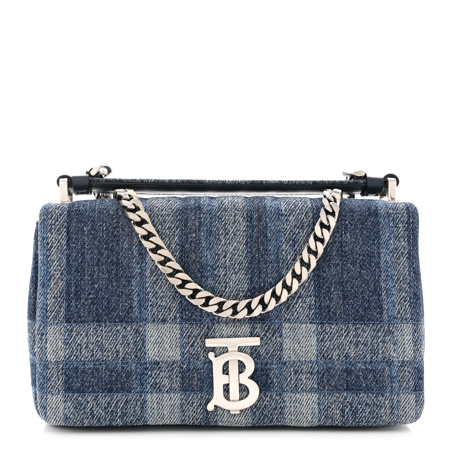 Burberry Denim Quilted Check Small Lola Bag Blue 1 of 10