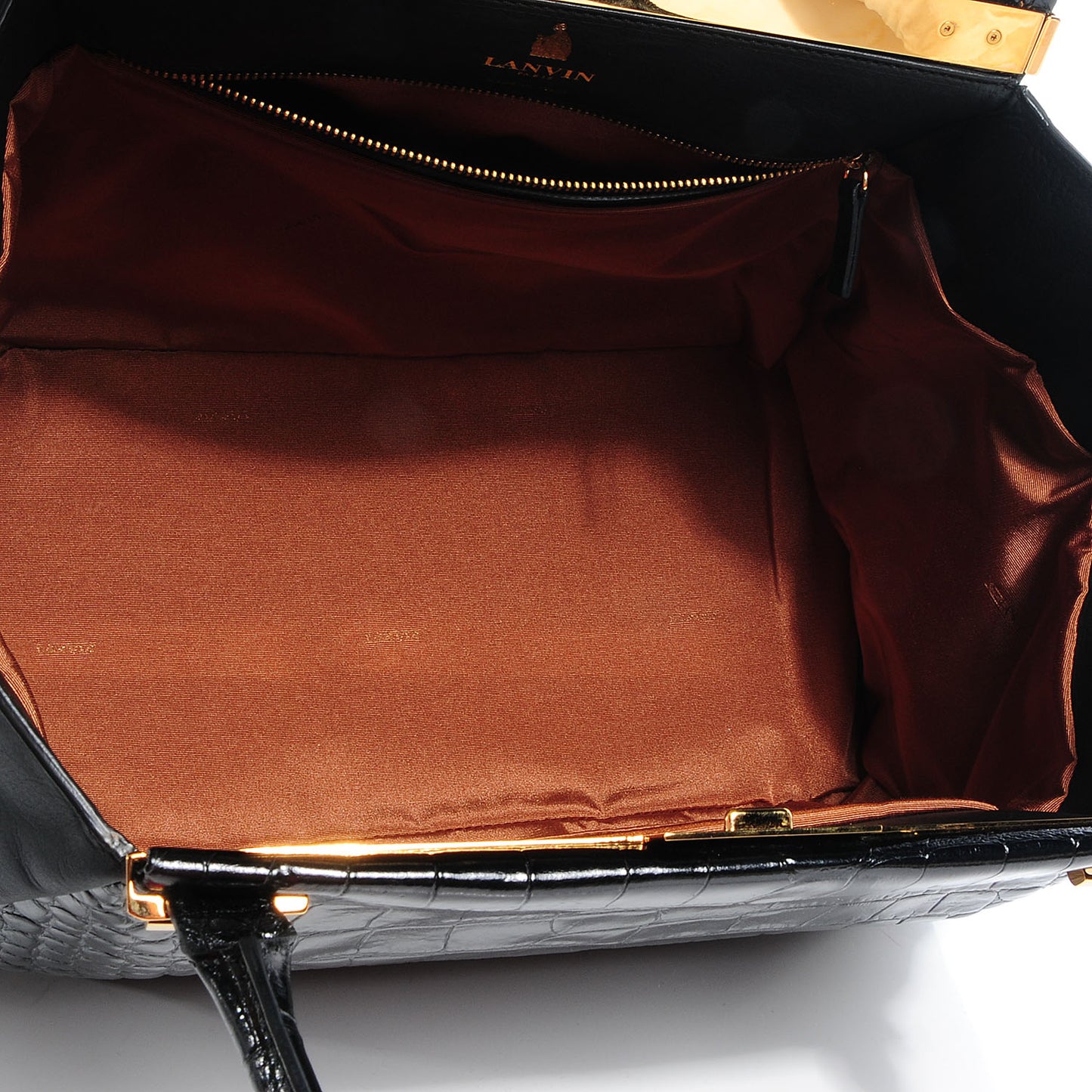 Calfskin Croc Stamp Large Trilogy Shopper Black