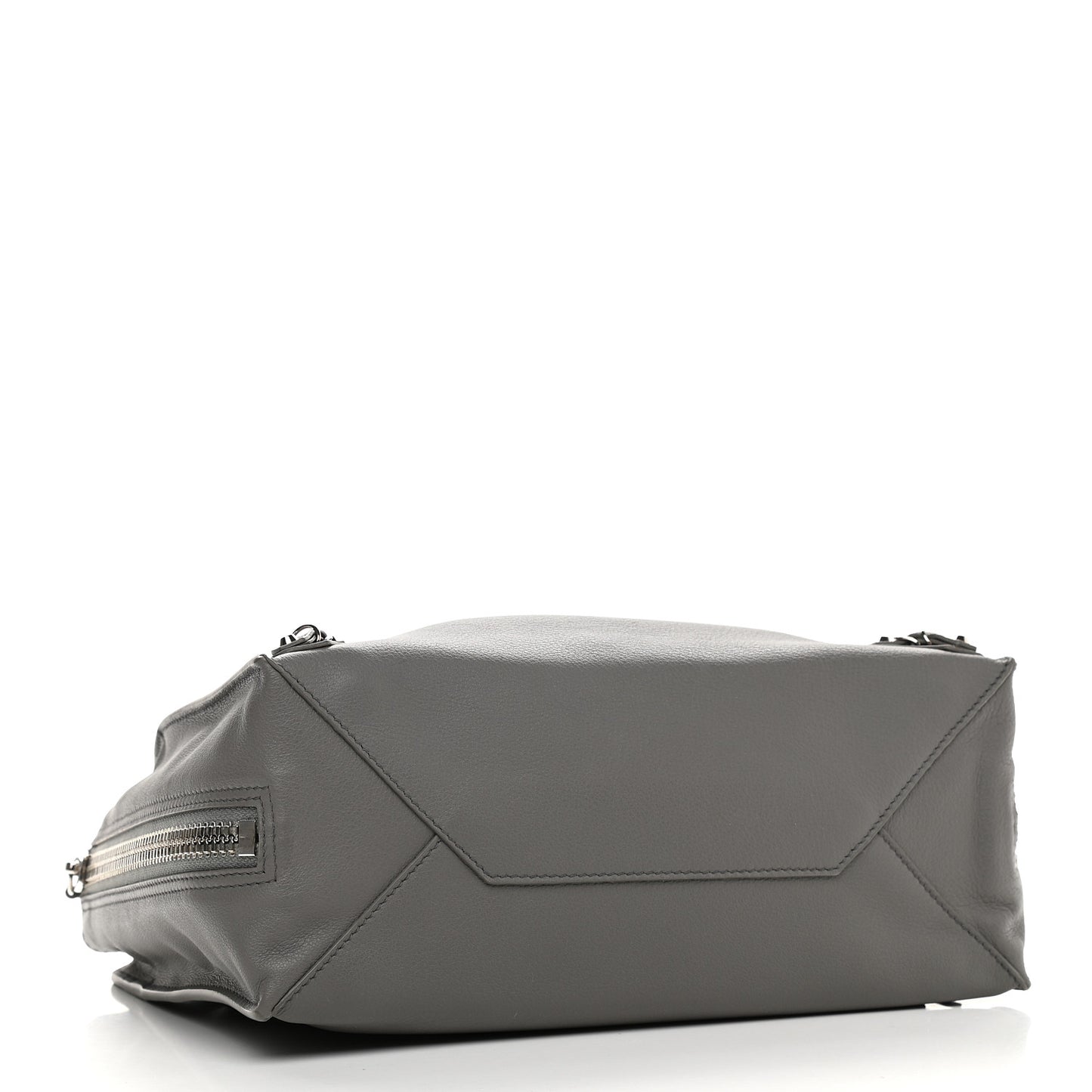 Veau Papier A6 Zip Around Tote Gris Acier