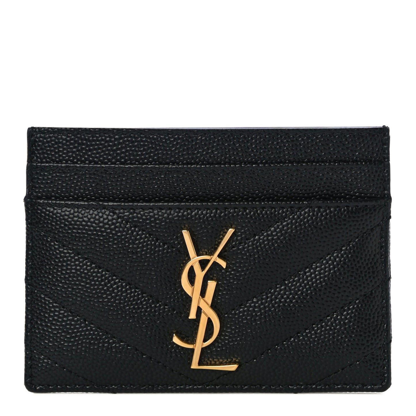 Grain De Poudre Matelasse Chevron Monogram Credit Card Case Black
