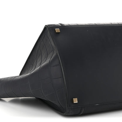 Celine Crocodile Embossed Nubuck Medium Phantom Luggage Navy Blue 10 of 12