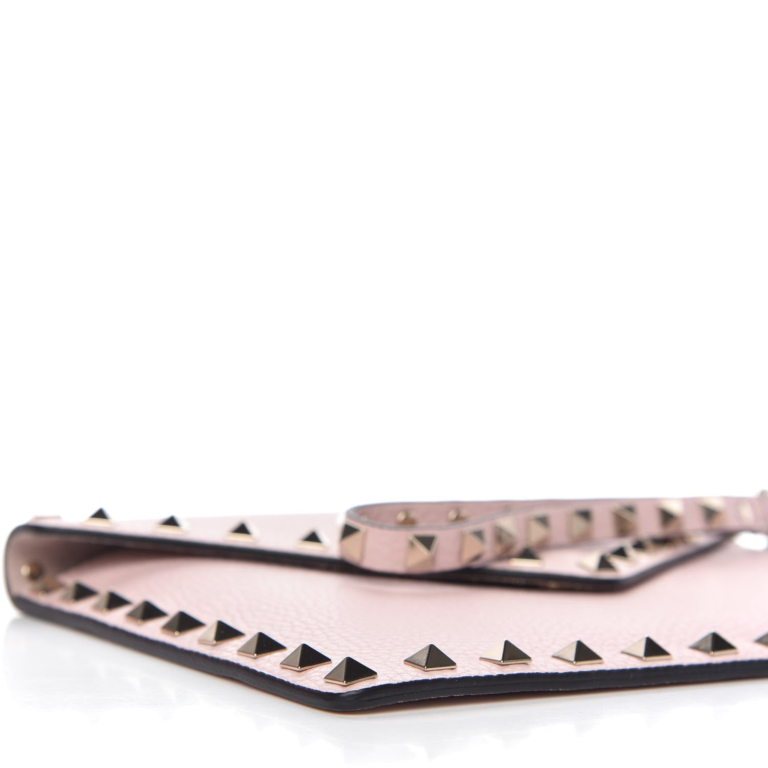 Valentino Garavani Pebbled Calfskin Medium Rockstud Envelope Flat Wristlet Pouch Water Rose 6 of 9