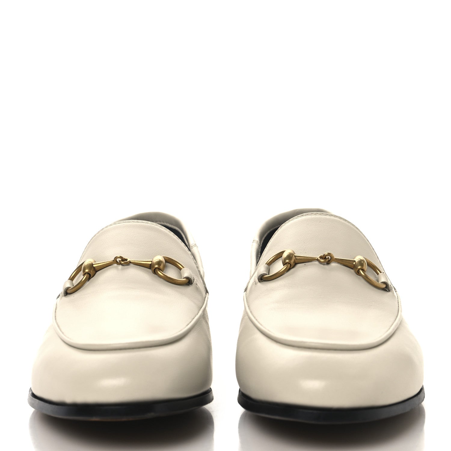 Gucci Lambskin Womens Brixton Horsebit Loafers 37 Mystic White 3 of 12