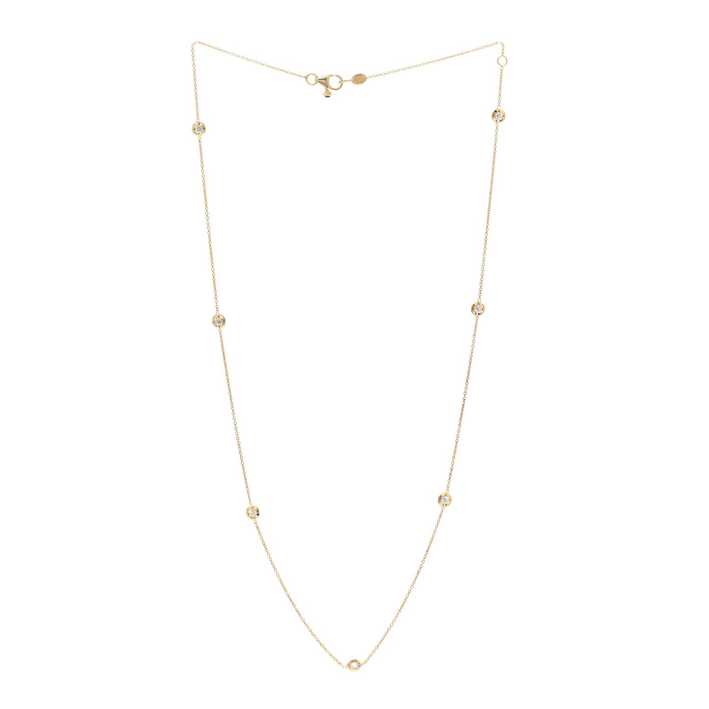 18K Yellow Gold Diamond .35ctw Diamonds By The Inch Seven Station Necklace