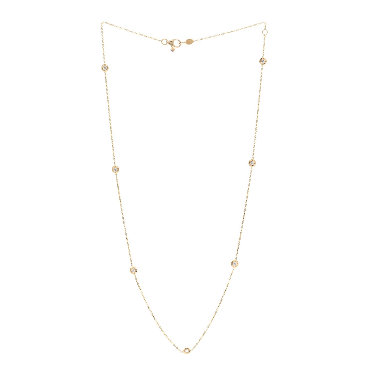 Roberto Coin 18K Yellow Gold Diamond .35ctw Diamonds By The Inch Seven Station Necklace 3 of 4