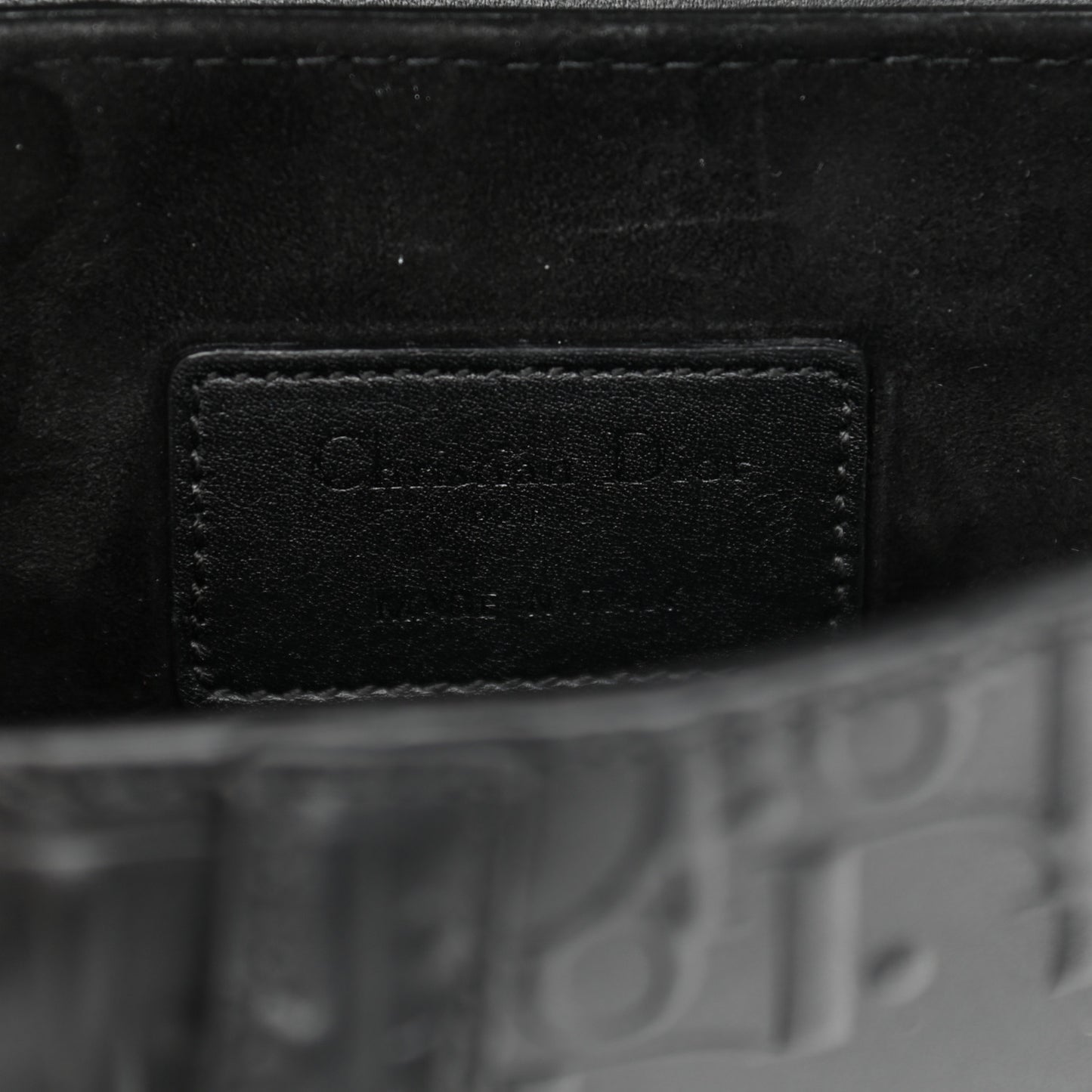Calfskin Embossed Oblique Mini Saddle Bag Black