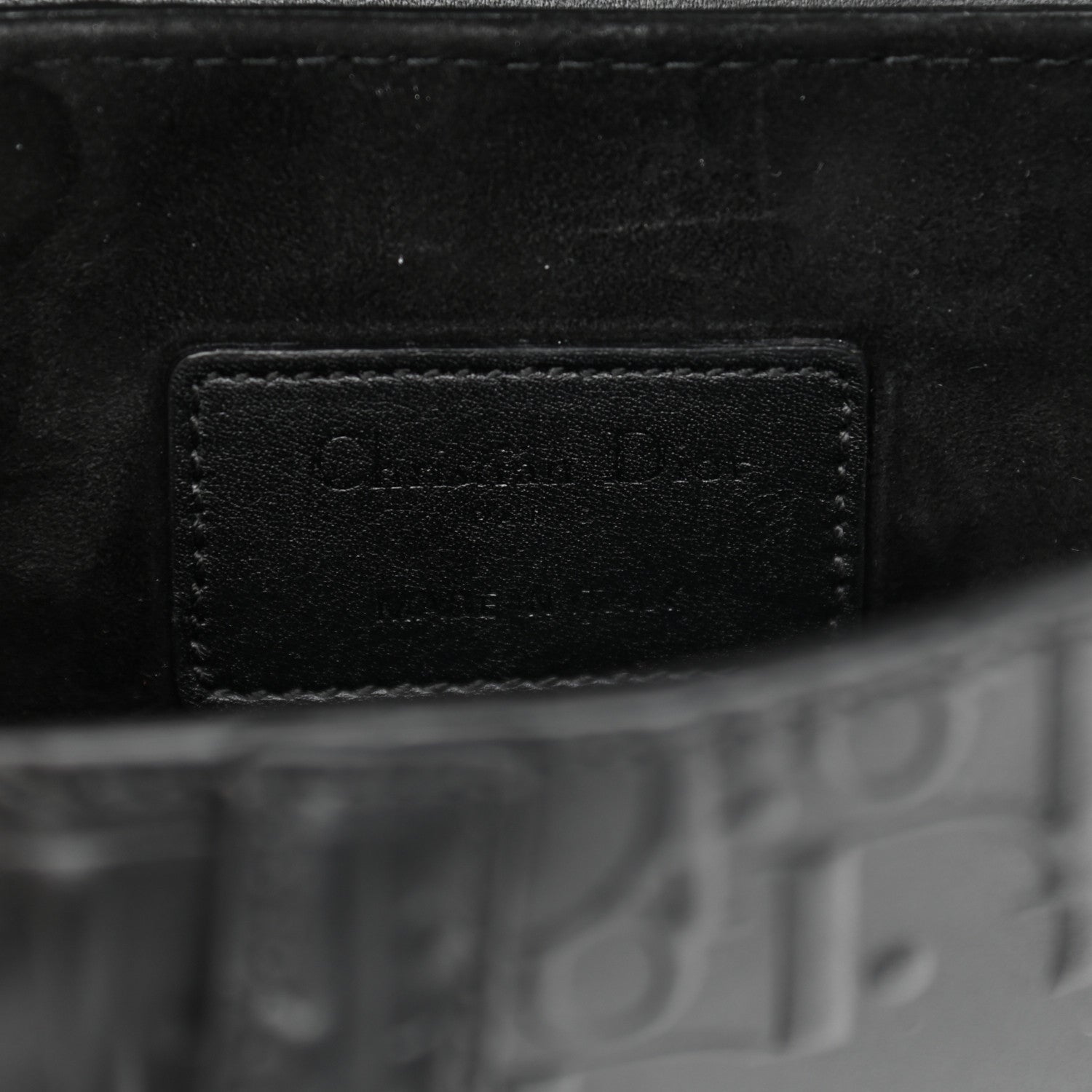 Christian Dior Calfskin Embossed Oblique Mini Saddle Bag Black 5 of 6