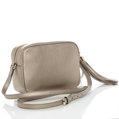 Gucci Metallic Pebbled Calfskin Small Soho Disco Bag Golden Beige 3 of 7