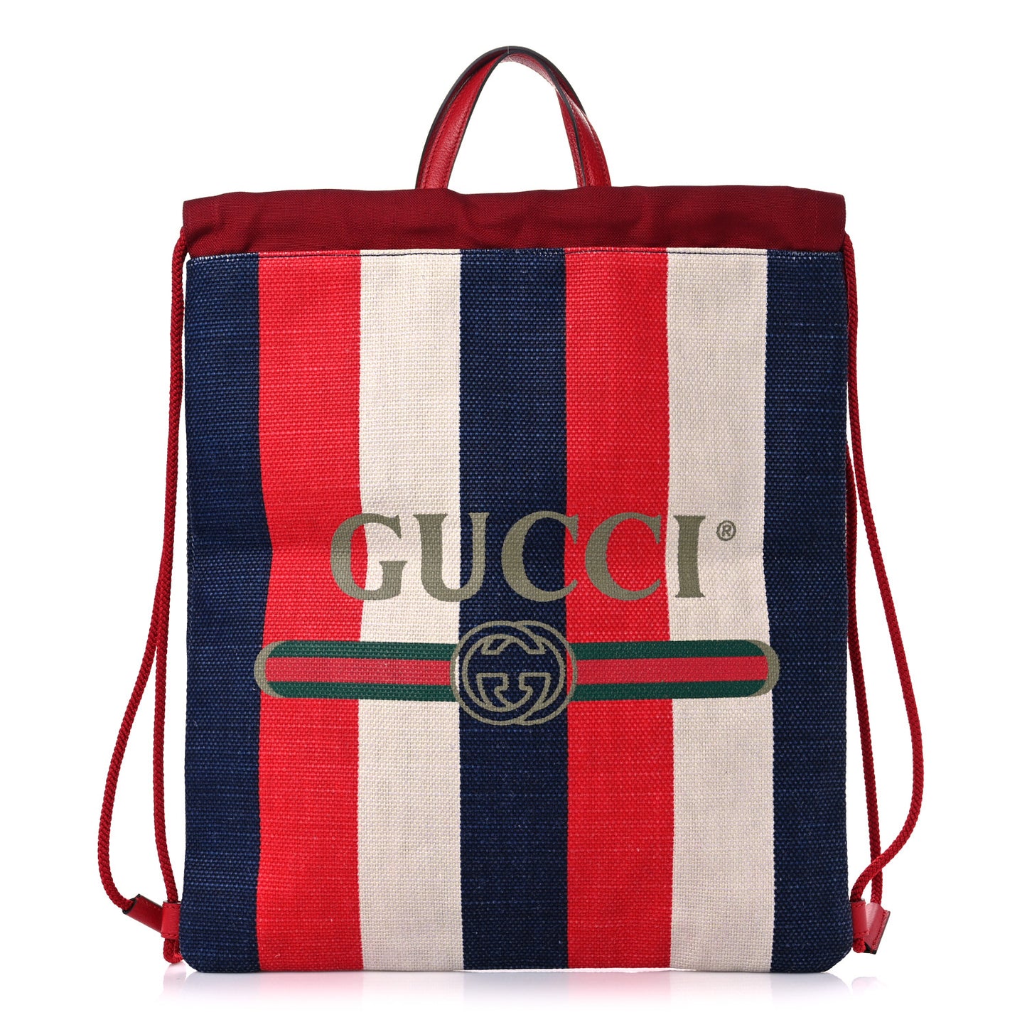 Canvas Logo Sylvie Stripe Drawstring Backpack Red