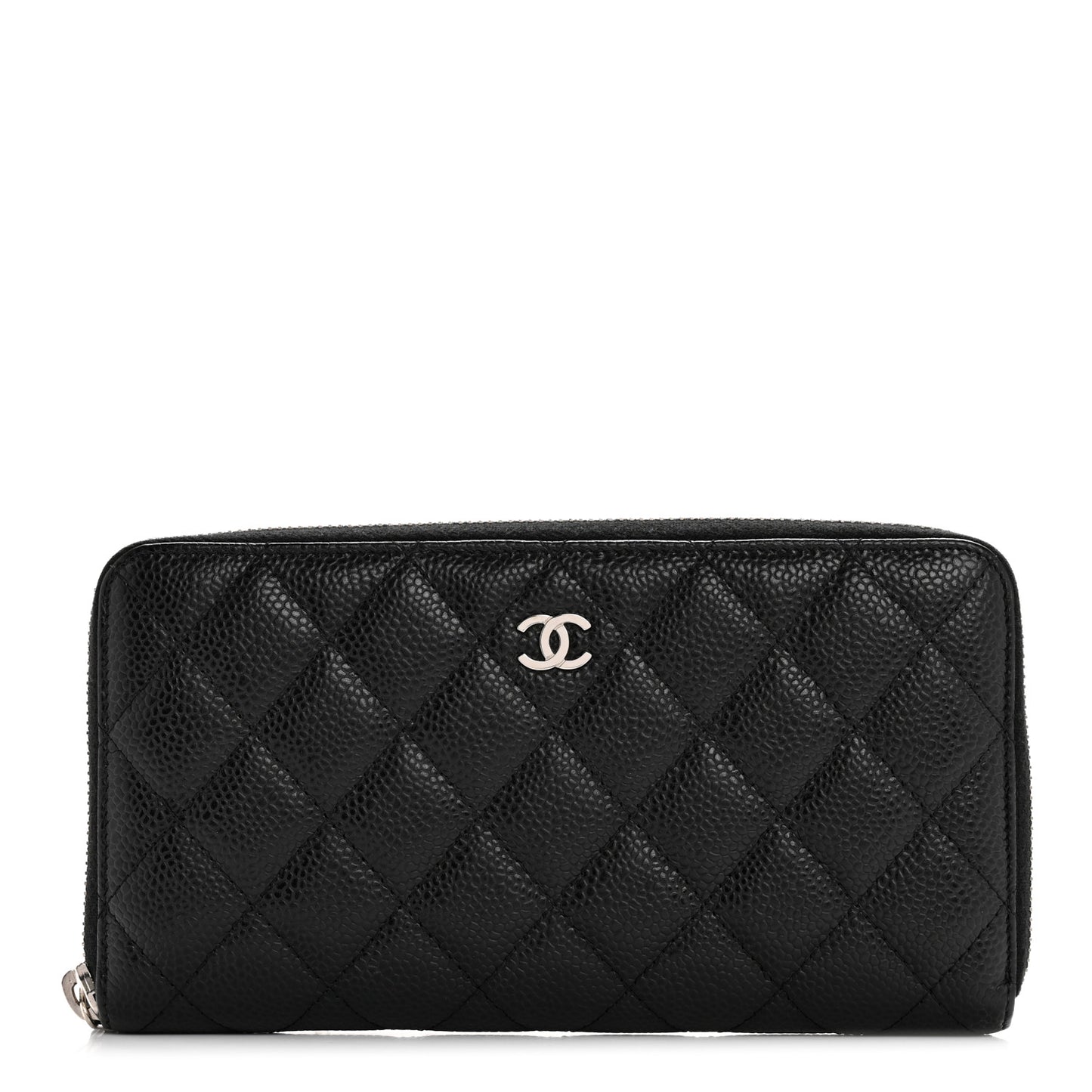 Caviar Quilted Large Gusset Zip Around Wallet Black