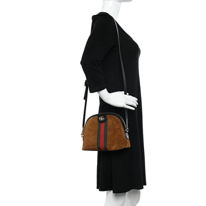 Gucci Suede Patent Web Small Ophidia Dome Shoulder Bag Nocciola Black 2 of 10