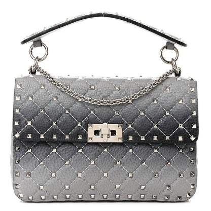 Valentino Garavani Grained Calfskin Ombre Medium Rockstud Spike Shoulder Bag Grey 1 of 11