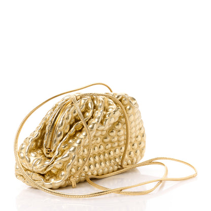 Bottega Veneta Metallic Fabric Bubble Wrap The Mini Pouch Gold 3 of 9