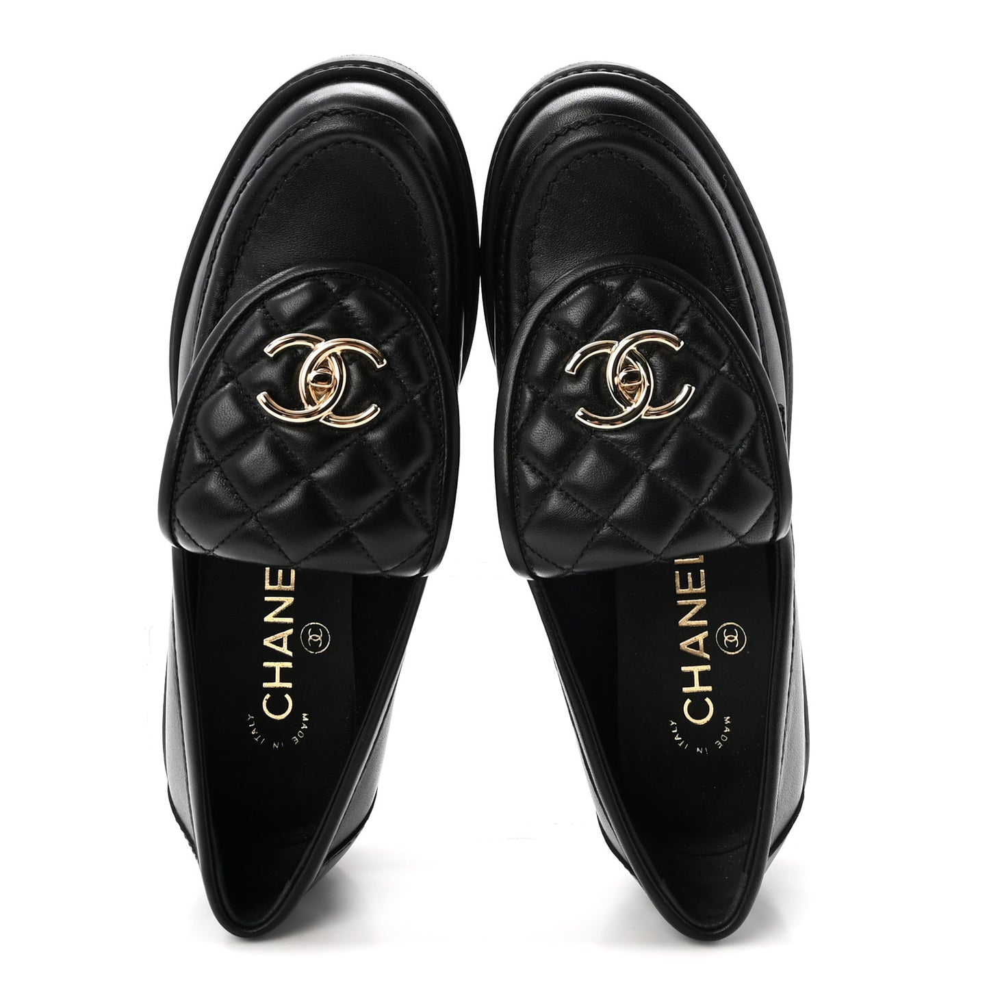 Lambskin Quilted CC Turnlock Loafers 36.5 Black