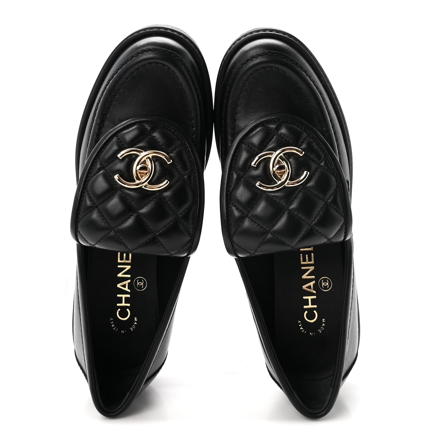 Chanel Lambskin Quilted CC Turnlock Loafers 36.5 Black 2 of 10