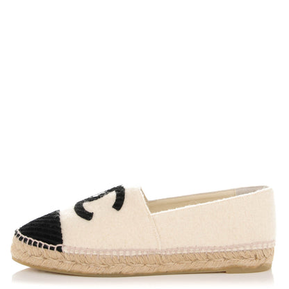 Chanel Wool CC Espadrilles 39 White Black 1 of 8