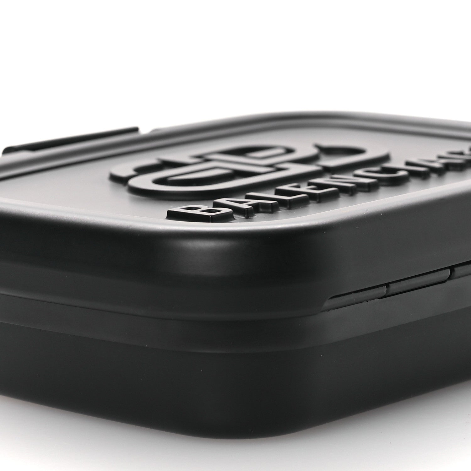 Balenciaga Recycled Plastic Calfskin Embossed Mini Lunch Box Case with Strap Black 10 of 11