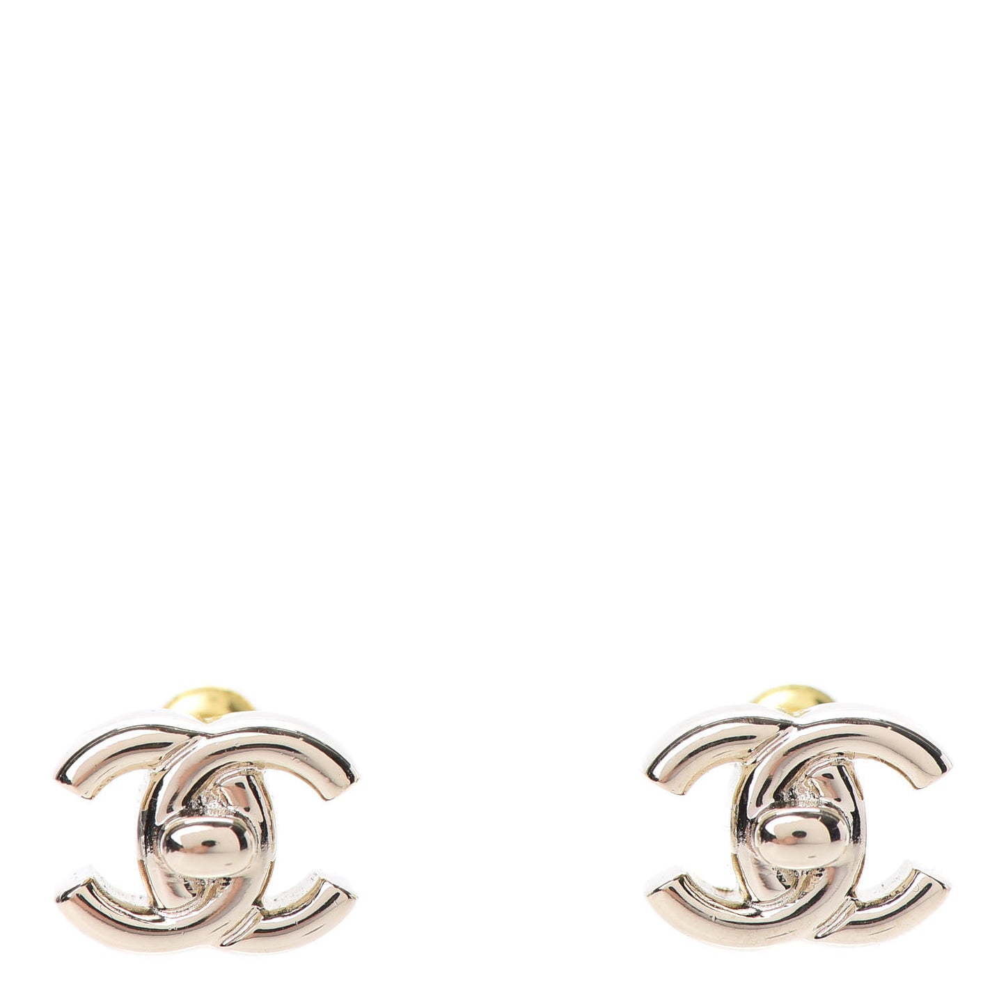 Metal CC Turnlock Earrings Gold