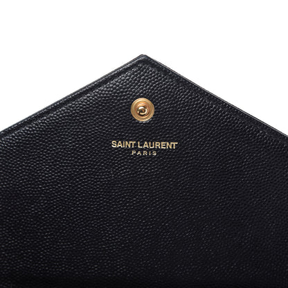 Saint Laurent Grain De Poudre Matelasse Chevron Monogram Chain Wallet Black 8 of 11