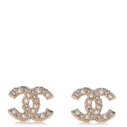 Chanel Pearl CC Earrings Light Gold 1 of 4