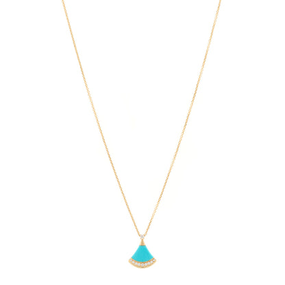 Bulgari 18K Yellow Gold Diamond Turquoise Divas' Dream Pave Pendant Necklace 1 of 5