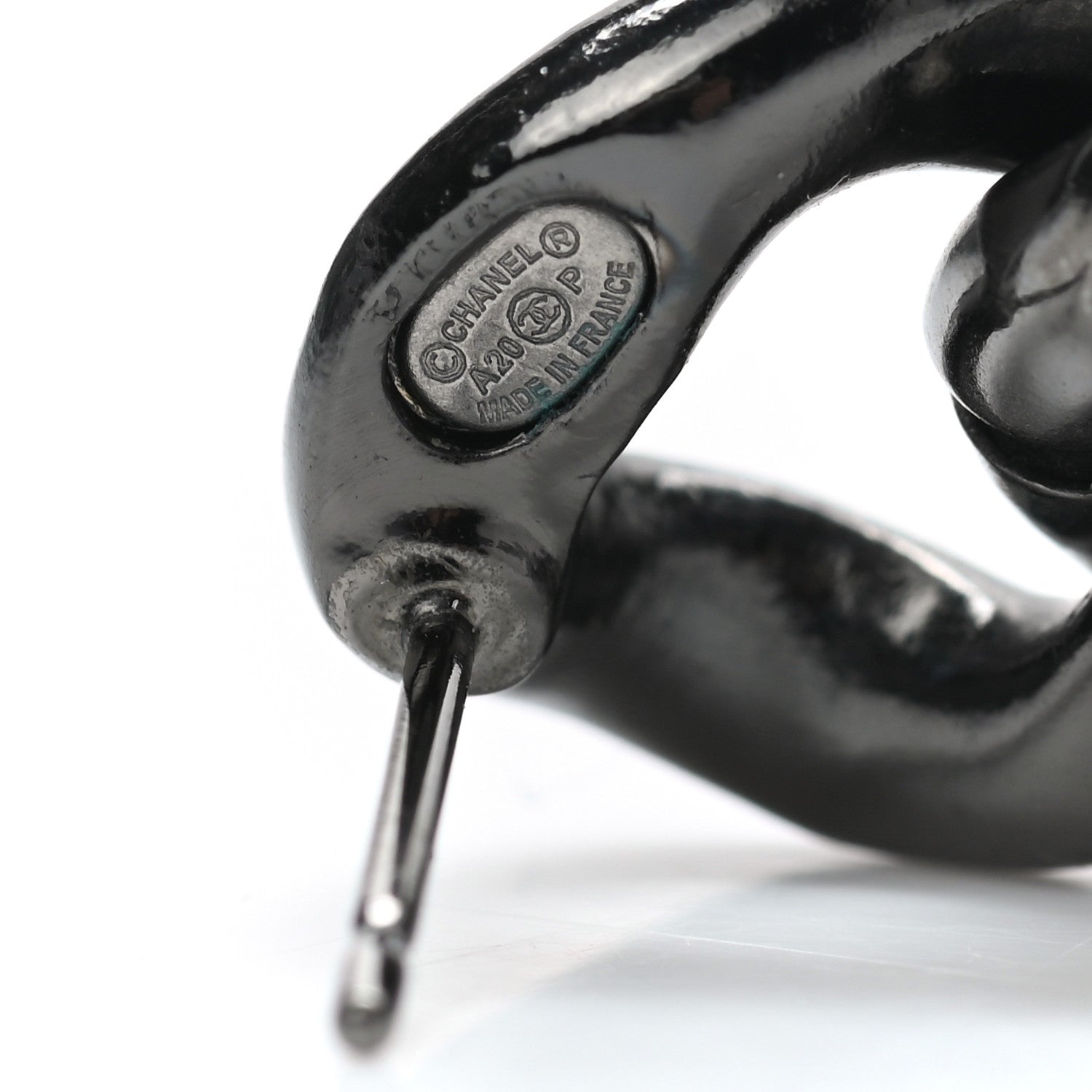 Chanel Metal CC Pick Drop Earrings Ruthenium 4 of 4