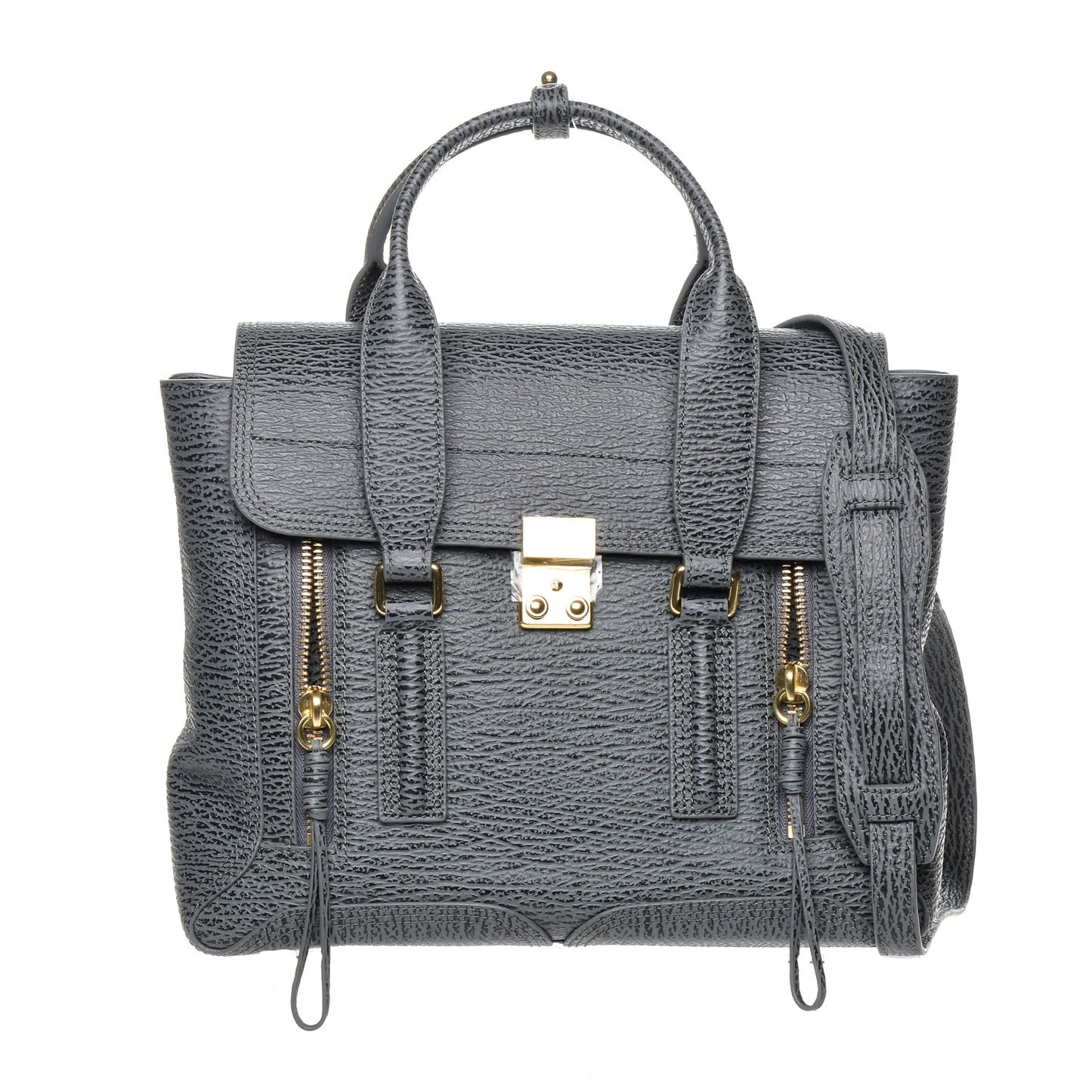 3.1 Textured Calfskin Medium Pashli Satchel Ash Charcoal