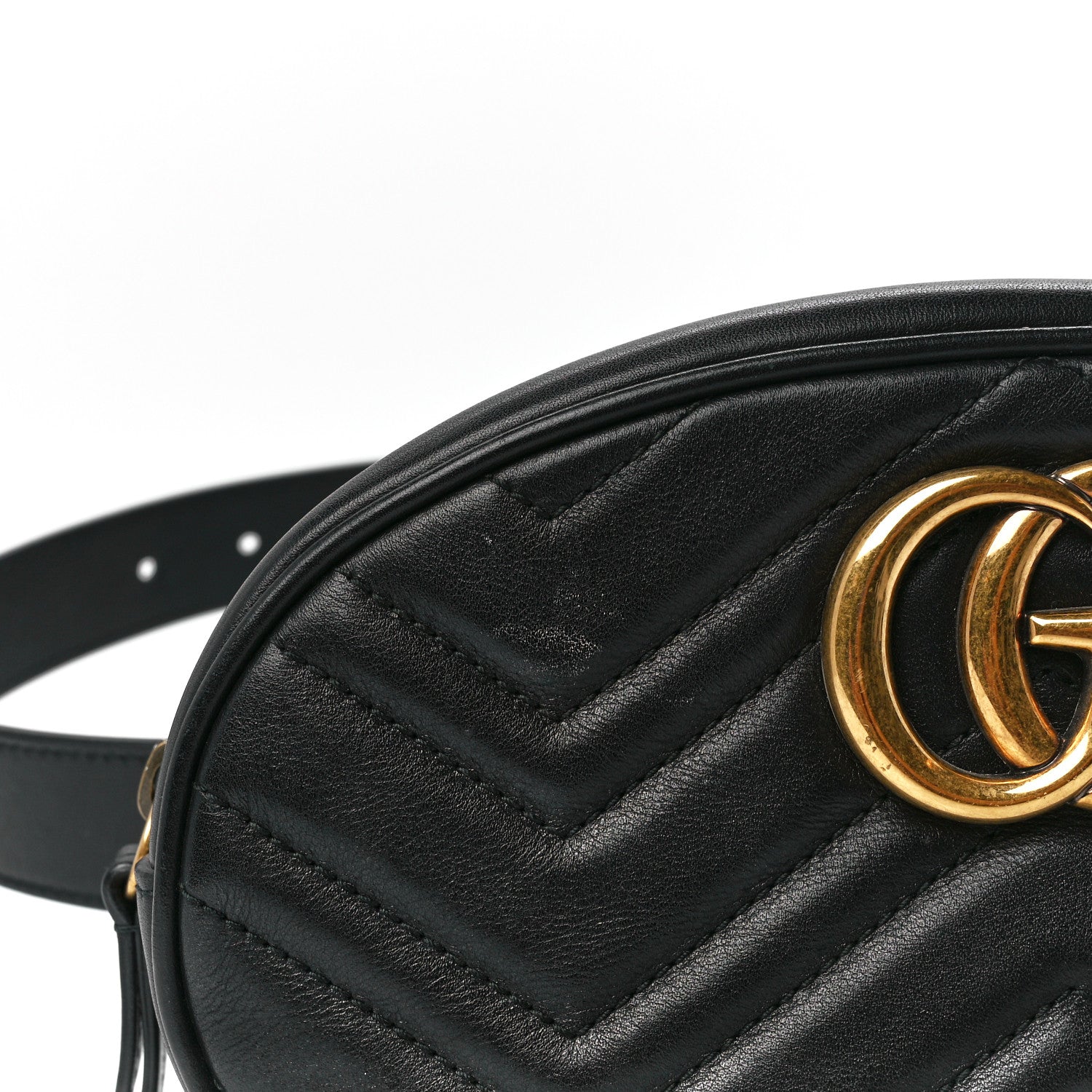 Gucci Calfskin Matelasse GG Marmont Belt Bag 85 34 Black 14 of 14