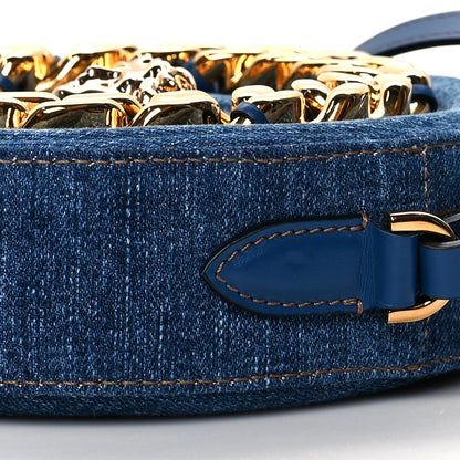 Versace Denim Mini La Medusa Chain Round Crossbody Bag Navy Blue 9 of 9