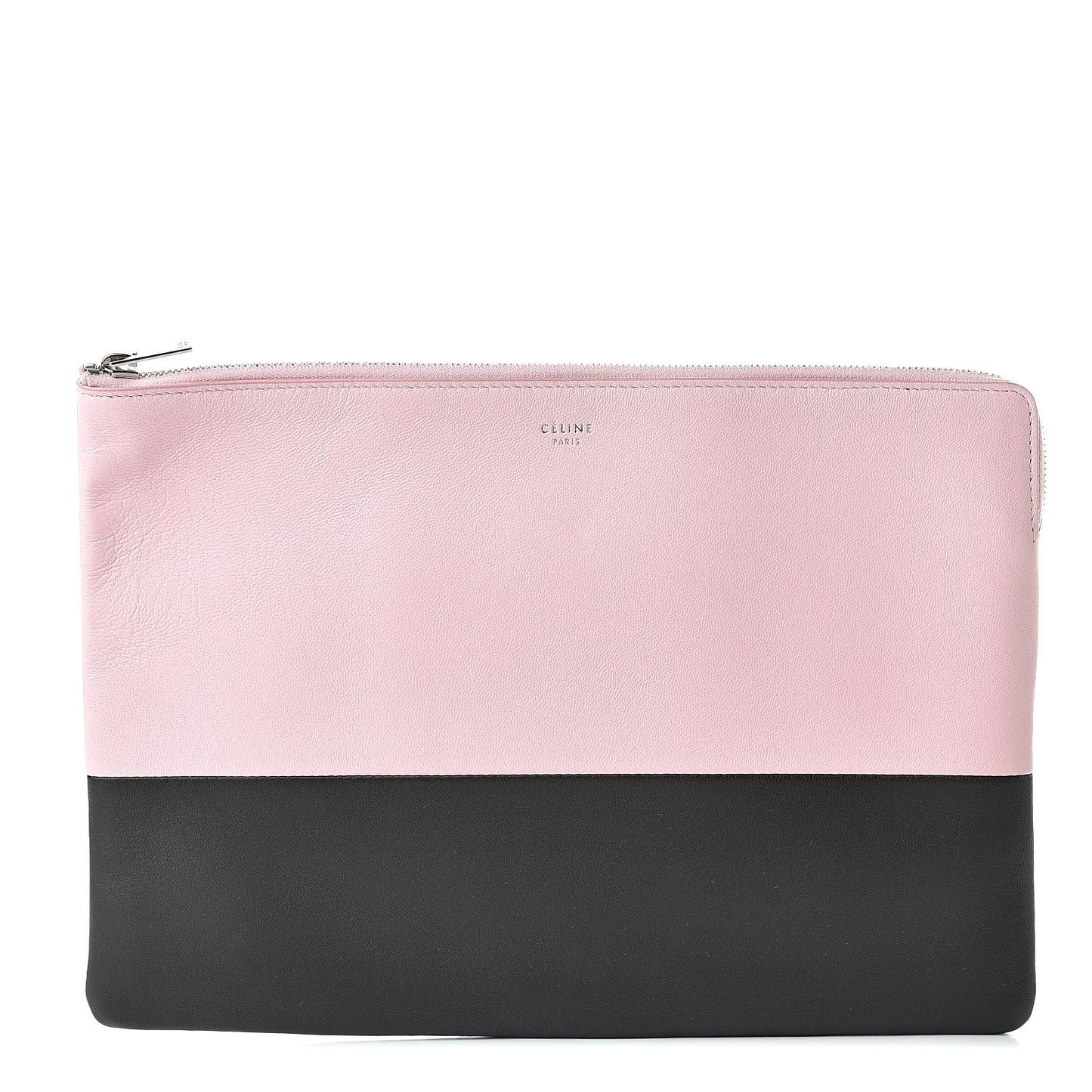 Lambskin Bi-Color Solo Clutch Pouch Pale Pink Espresso