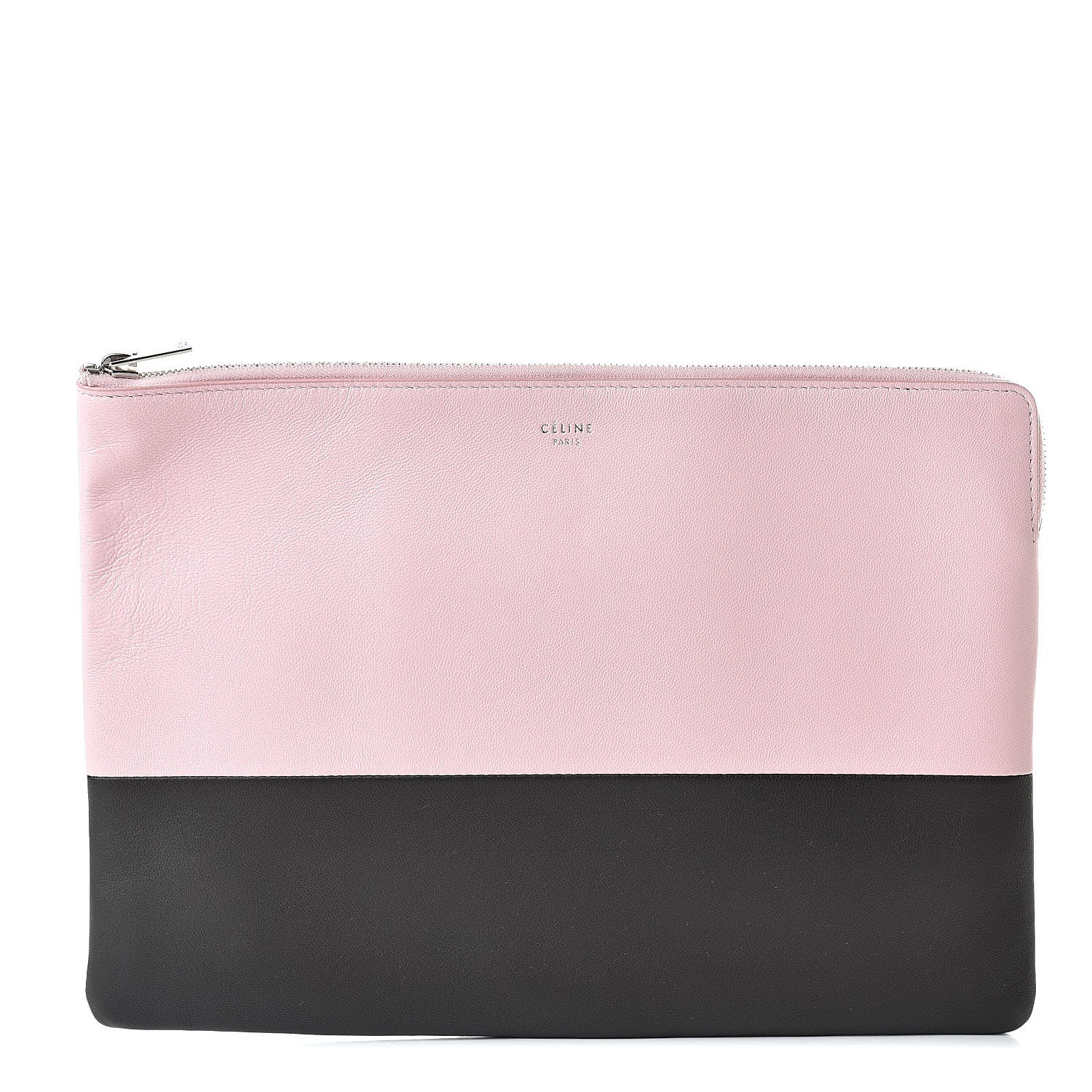 Celine Lambskin Bi-Color Solo Clutch Pouch Pale Pink Espresso 1 of 8