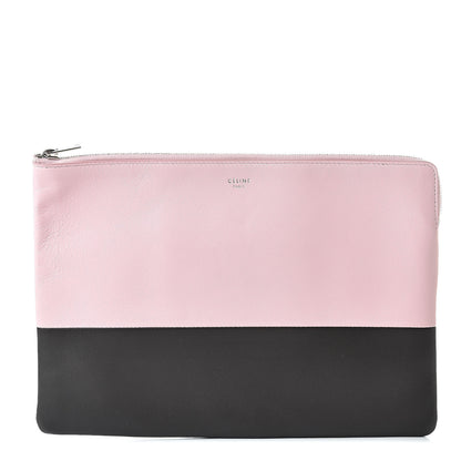 Celine Lambskin Bi-Color Solo Clutch Pouch Pale Pink Espresso 1 of 8