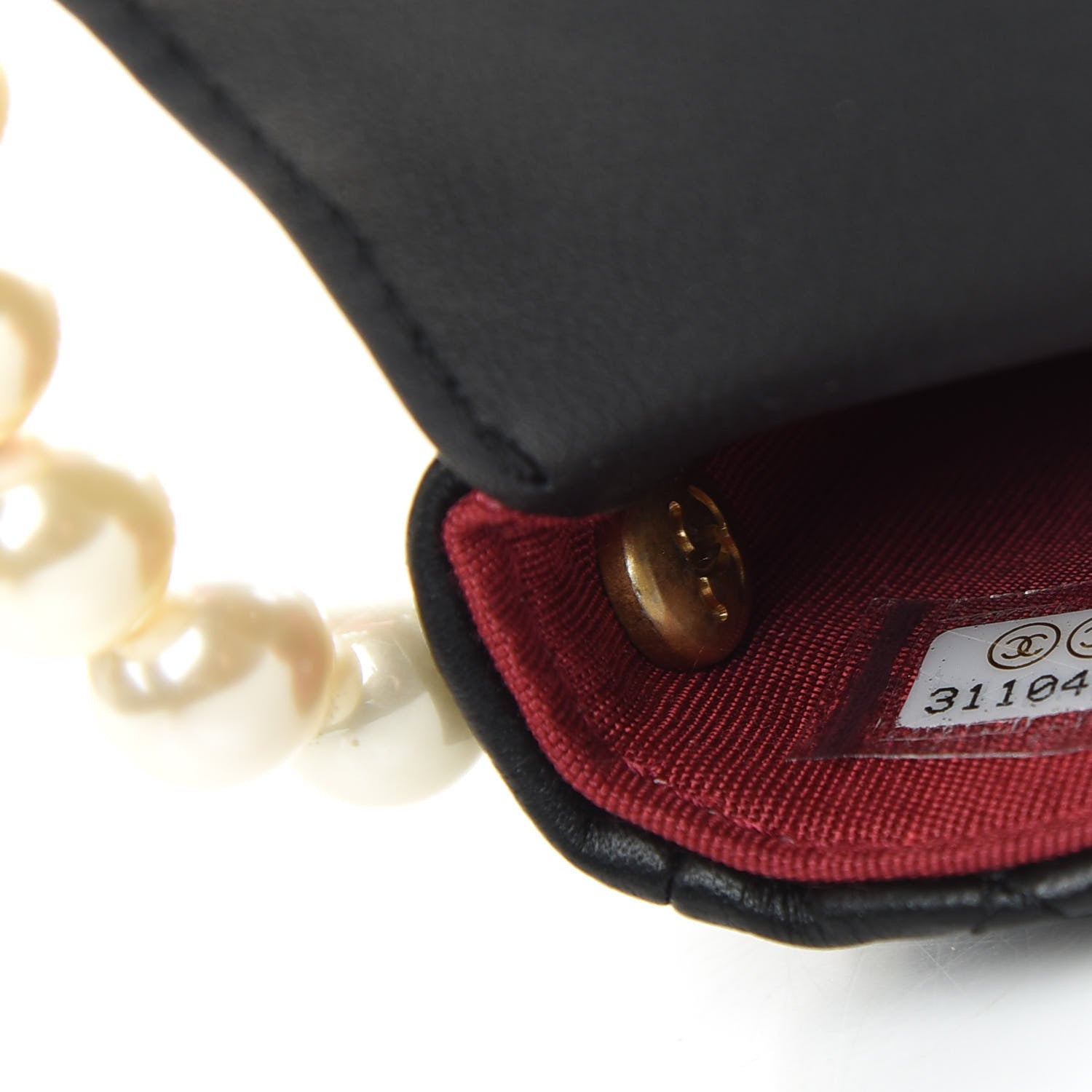 Chanel Calfskin Quilted About Pearls Card Holder Flap With Chain Black 9 of 10