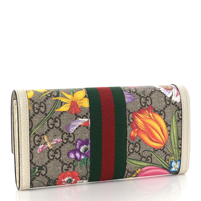 Gucci GG Supreme Monogram Flora Web Ophidia Continental Wallet White 3 of 8